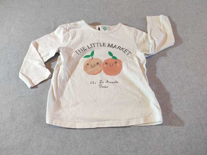 T-shirt m.l blanc abricots "the little market", moins cher chez Petit Kiwi
