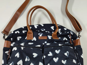 Sac à langer noir coeurs blancs, Kidzroom