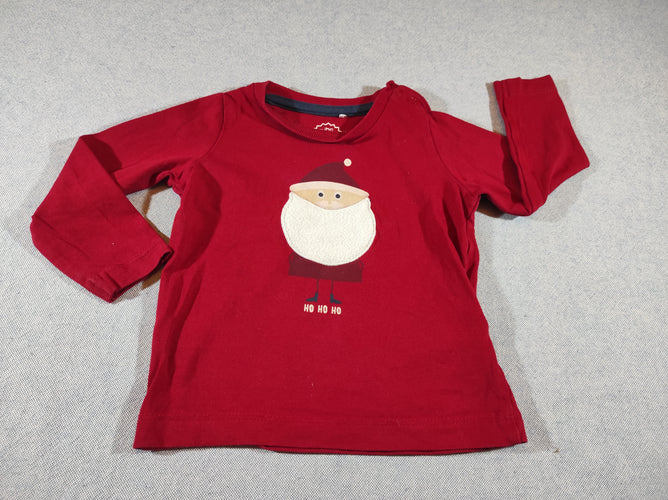 T-shirt m.l rouge, père Noël "ho,ho,ho", moins cher chez Petit Kiwi