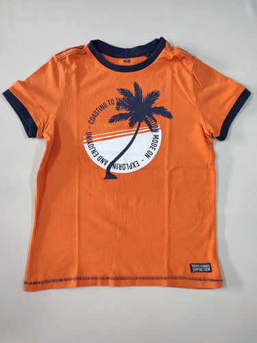T-shirt m.c orange palmier "Exploring and enjoying", moins cher chez Petit Kiwi