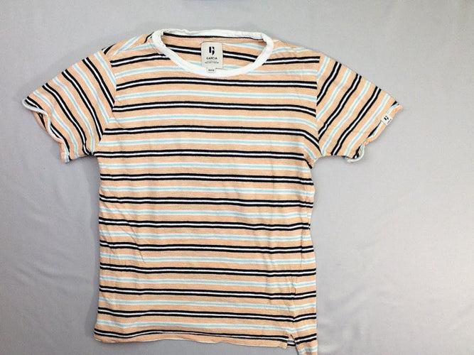 T-shirt m.c rayé blanc-orange-bleu-noir Bouloché, moins cher chez Petit Kiwi