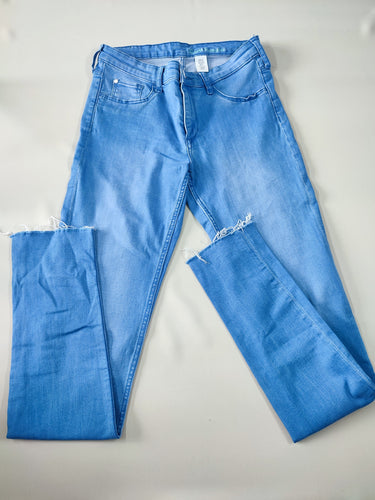 Jeans bleu skinny fit effet découpé cheville, moins cher chez Petit Kiwi