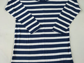 T-shirt m.l de groossesse ligné blanc/bleu marine