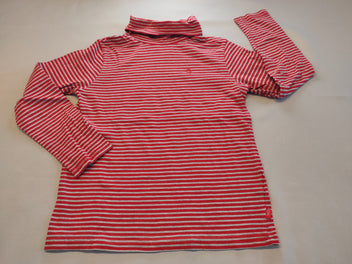 T-shirt m.l col roulé ligné rouge et gris