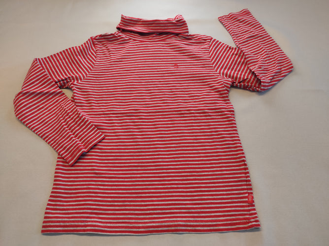 T-shirt m.l col roulé ligné rouge et gris, moins cher chez Petit Kiwi