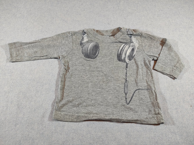 T-shirt m.l gris flammé, écouteurs, moins cher chez Petit Kiwi