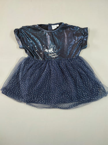 Robe m.c bleu marine jupe en tulle "Minnie Mouse", moins cher chez Petit Kiwi