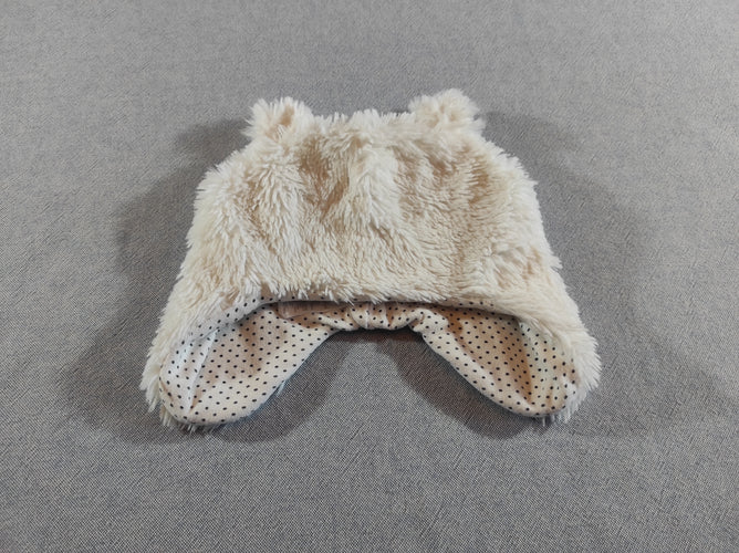 Bonnet  oreilles duveteux blanc  44cm, moins cher chez Petit Kiwi
