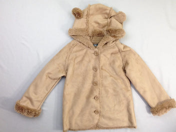 Manteau beige effet peau retournée doublé velours
