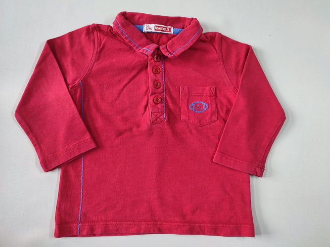 Polo m.l jersey rouge coutures bleues, moins cher chez Petit Kiwi