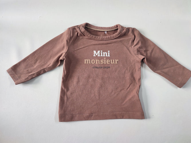 T-shirt m.l brun "Mini monsieur comme papa", moins cher chez Petit Kiwi