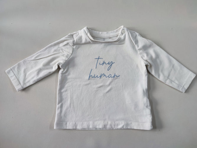 T-shirt m.l blanc "Tiny human", moins cher chez Petit Kiwi