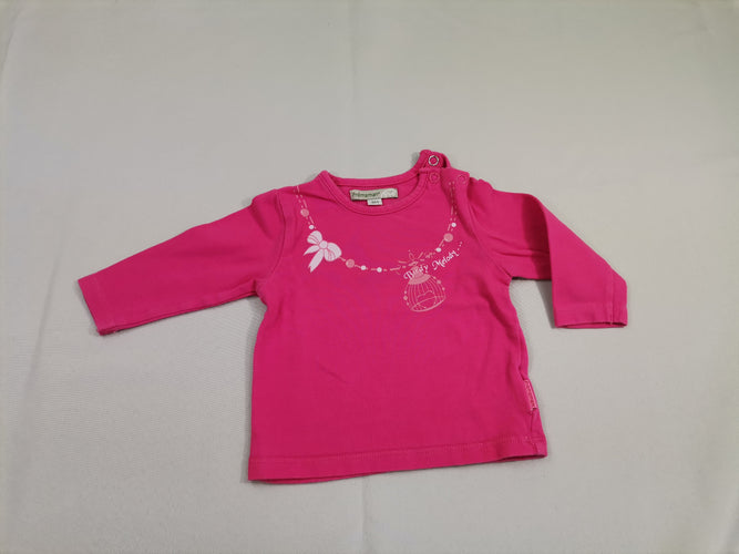 T-shirt m.l rose col rond - dessin, moins cher chez Petit Kiwi