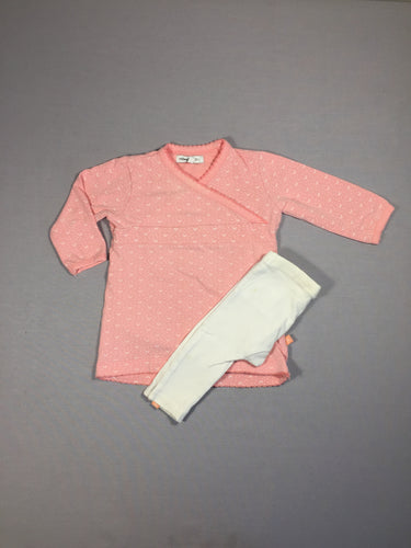 Ensemble jersey robe rose  et legging blanc (une mini tache), moins cher chez Petit Kiwi