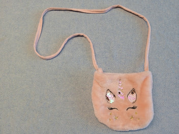 Sac bandoulière rose pâle licorne strass