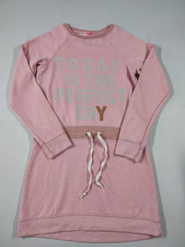 Robe sweat rose "Today is the perfect day" paillettes, moins cher chez Petit Kiwi