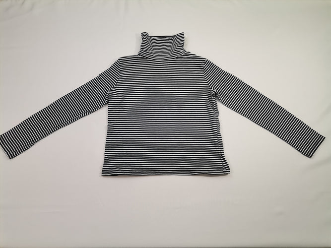 T-shirt m.l col roulé rayé noir et blanc, moins cher chez Petit Kiwi