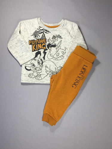 ensemble 2 pcs en molleton - gris flammé et ocre - bouloché - le Roi Lion, moins cher chez Petit Kiwi