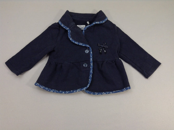 Veste blazer molleton bleu marine noeud, moins cher chez Petit Kiwi