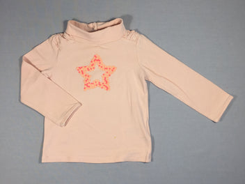 T-shirt col roulé rose pâle - étoile ( une petite tache)