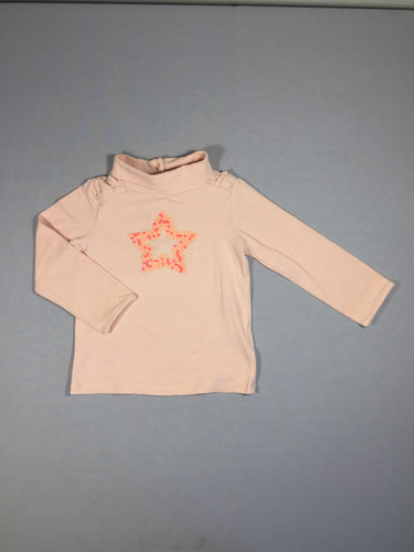 T-shirt col roulé rose pâle - étoile ( une petite tache), moins cher chez Petit Kiwi