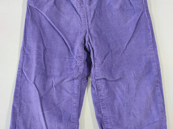 Pantalon velours côtelé effet boule mauve doublée jersey