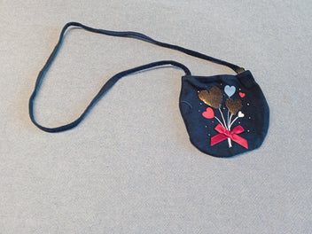 Sac bandoulière bleu marine ballons coeurs