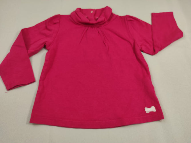 T-shirt m.l col roulé rose petit papillon doré dessous, moins cher chez Petit Kiwi