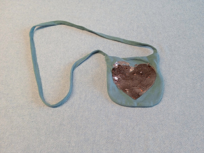 Petit sac bleu coeur en strass, moins cher chez Petit Kiwi