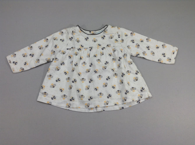Blouse ml doublé jersey blanche motifs, moins cher chez Petit Kiwi