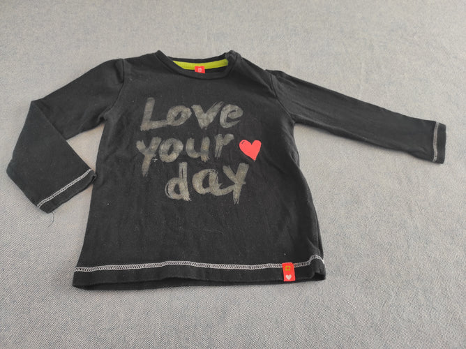 T-shirt m.l noir "love your day", moins cher chez Petit Kiwi