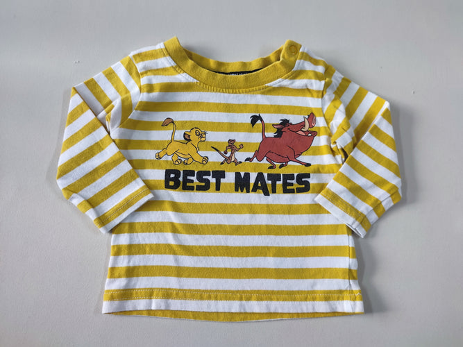 T-shirt m.l ligné jaune/blanc Roi Lion "Best mates", moins cher chez Petit Kiwi