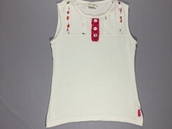 Débardeur blanc avec tissus rose et boutons