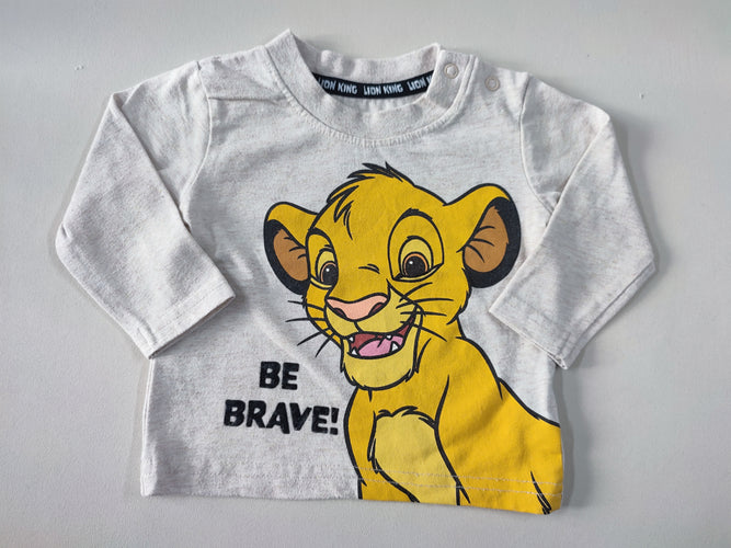 T-shirt m.l gris Roi Lion "Be brave!", moins cher chez Petit Kiwi