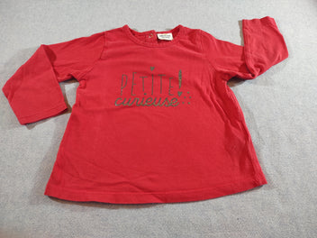 T-shirt m.l rose , inscripton pailletée 