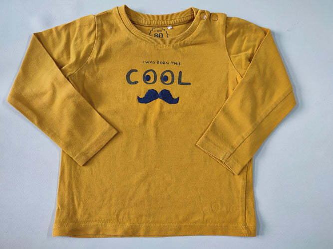 T-shirt m.l moutarde "I was born this cool", moins cher chez Petit Kiwi
