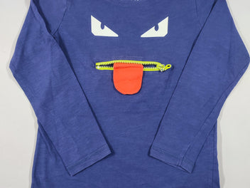 T-shirt m.l bleu marine bouche tirette jaune