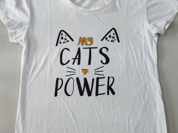 T-shirt m.c blanc My cats power