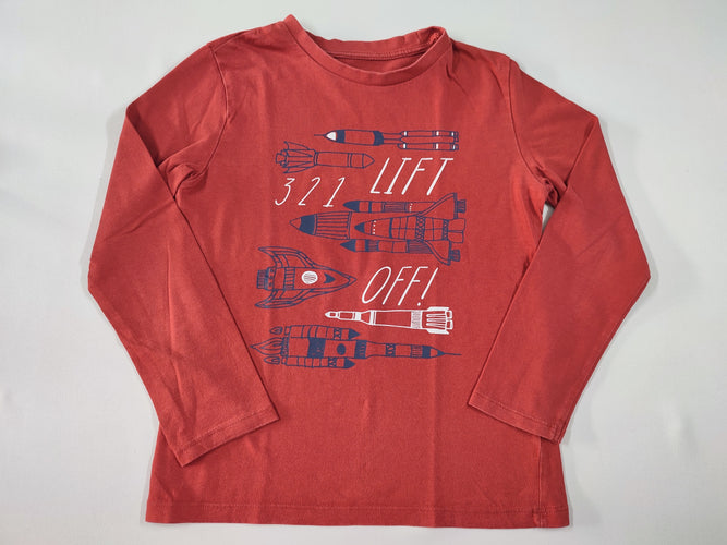 T-shirt m.l rouge fusées "Lift 321 off!", moins cher chez Petit Kiwi