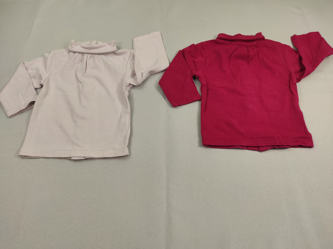 Ensemble 2 de T-shirt m.l col roulé 1 rose/ 1 beige, moins cher chez Petit Kiwi
