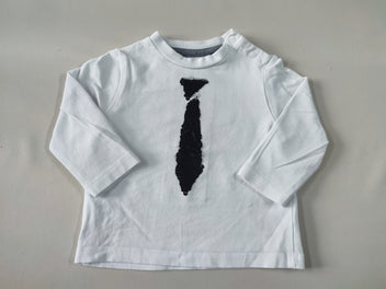 T-shirt m.l blanc cravate à sequins réversibles