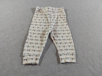 Pantalon jersey blanc triangles gris/bleu