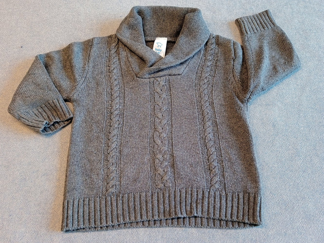 Pull gris tricot col châle, moins cher chez Petit Kiwi