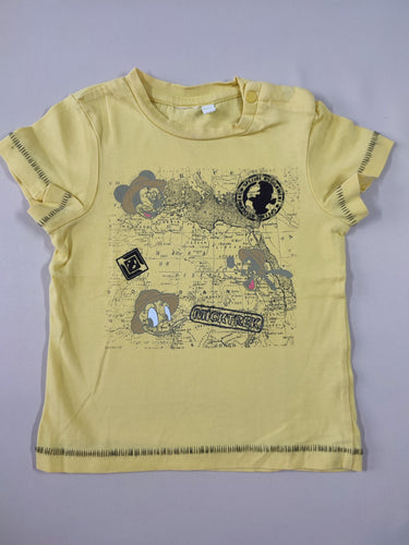 T-shirt m.c jaune carte du monde "Mickey", moins cher chez Petit Kiwi