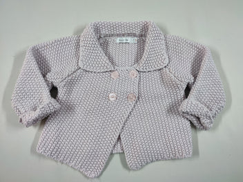 Gilet mailles rose pale 2 rangées de boutons