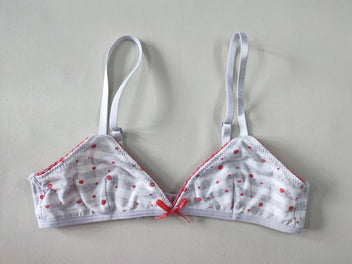 Soutien-gorge ligné blanc/gris pois rouge 75A