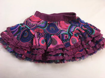 Jupe réversible mauve motifs rose bleu