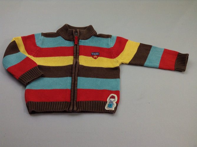 Gilet zippé brun arc-en-ciel, moins cher chez Petit Kiwi