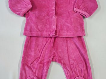 Pyjama 2pcs velours rose coeur à paillettes