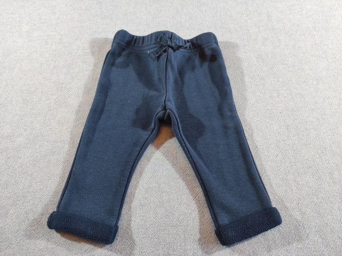 Pantalon molleton bleu marine à rebord, moins cher chez Petit Kiwi